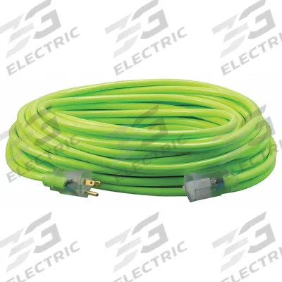 SOUTHWIRE Extension Cord: Outdoor Use, 100 ft Lg, Outlet, 5-15P, 12/3, SJTW, Green - Outdoor Extension Cords with Single Outlet