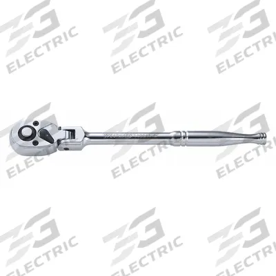 WESTWARD Hand Ratchet: Pear, Reversible, 9 1/2 in Overall Lg, Chrome - Flex-Head Ratchets