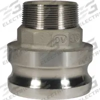 Cam and Groove Adapter: 2 in Coupling Size, 1-1/2 in -11-1/2 Thread Size, 3 7/8 in Overall Lg, MNPT (MPN 2015-F-SS). Key specifications — Thread Size: 1-1/2 in -11-1/2; Fitting Type: MNPT; Includes Locking Arm: No; Body Material: 316 Stainless Steel; Brand: DIXON VALVE & COUPLING.