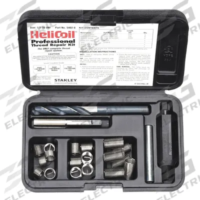 HELI-COIL Thread Repair Kit: Tanged Tang Style, Free-Running, M12-1.75 Thread Size - Insert & Tool Kits