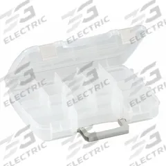 PLANO MOLDING Compartment Box: 11 in x 8 1/4 in x 2 1/4 in, Clear, 17 Compartments, 12 Adj Dividers (MPN 3860-01). Key specifications — ESD Conductive: Not Electrostatic Discharge Conductive; Color: Clear; Brand: PLANO MOLDING; Material: Plastic.