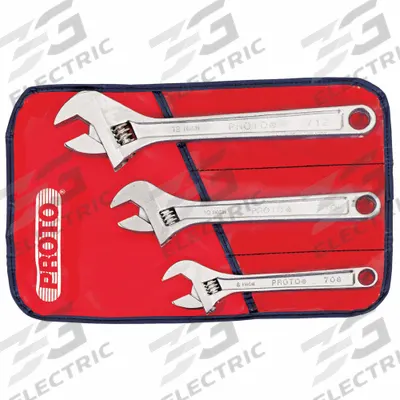 PROTO Adjustable Wrench Set: Alloy Steel, Satin - General Purpose Adjustable Wrench Sets
