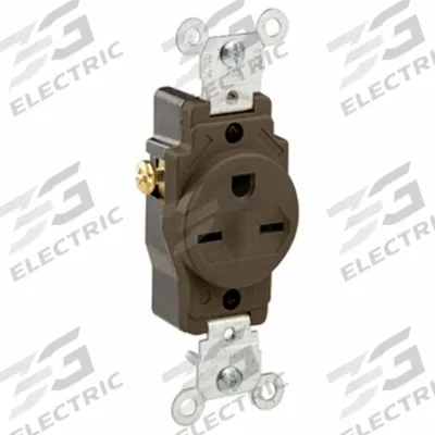 LEVITON Receptacle: Single, 6-15, Brown, 250V AC, 15 A, 2 Pole / 3 Wire (MPN 5029) - General Purpose Receptacles