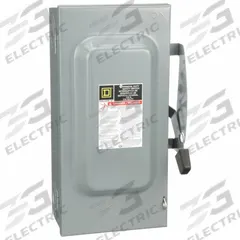 SQUARE D Safety Switch: Fusible, 100 A, Three Phase, 240V AC, Galvanized Steel, Indoor (MPN D323N). Key specifications — Brand: SQUARE D.