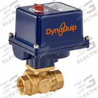 DYNAQUIP CONTROLS Electrically Actuated Three-Way Ball Valve: 1 1/4 in, Brass, 120V AC, L Flow (MPN EYHG6AUE25). Key specifications — Included Mounting: ISO 5211 Actuator Mounting Pad; Brand: DYNAQUIP CONTROLS; Actuator Features: Position Indicator.