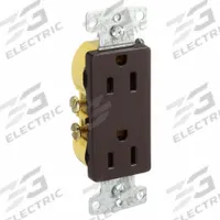 HUBBELL Receptacle: Decorator Duplex, 5-15, Brown, 125V AC, 15 A, 2 Pole / 3 Wire (MPN RRD15)