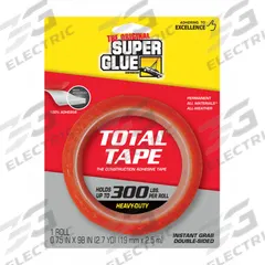 SUPER GLUE Foam Tape: Conformable, Permanent, 3/4 in Wd, 2 3/4 yd Lg, 32 mil Thick, Transparent (MPN 90017). Key specifications — Backing Material: Polypropylene Foam; Bond Type: Permanent.