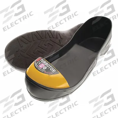 IMPACTO Overshoe: For Size 8 to 9, Unisex, Chevron, Black/Yellow, Steel Toe, M - Full-Soled Safety Toe Overshoes