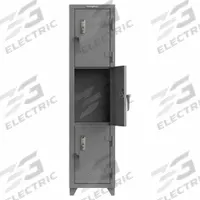 STRONG HOLD Locker: 18 in x 18 in x 75 in, 3 Tiers, 1 Units Wide, 3 Lockers, 18 in x 24 in, Steel (MPN 1.66-3D-18-3T-EK-L). Key specifications — Mounting Style: Surface; Brand: STRONG HOLD; Handle Type: Swing; Locker Color: Gray; Mounting Location: Freestanding; Locker Material: Steel; Frame Assembled: Assembled; Lock Type: Electronic Keypad.