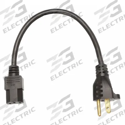 APPROVED VENDOR Power Cord: 1 ft Lg, 3/18, 5-15P Plug, C13 Receptacle, SJT, PVC, 10 A Current - Electronic Equipment Power Cords
