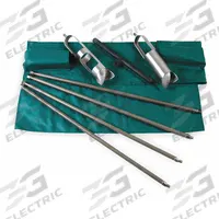 AMS Soil Auger Kit: Stainless Steel, 5/8 in Connection Size, 2 1/4 in Overall Dia, 4 ft Overall Lg (MPN 209.34). Key specifications — Connection Type: Threaded; Brand: AMS; Product Type: Soil Auger Kit; Material: Stainless Steel; Includes: 18 in Rubber-Coated Cross Handle, 5/8 in Thread; Handle Material: Steel; Handle Included: Handle Included.