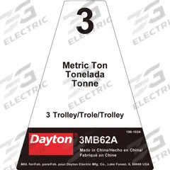 DAYTON Name Plate: GGS_49675, 3MB62. Key specifications — Manufacturer Part Number: GGS_49675; Compatible Manufacturer Model Number: 3MB62.