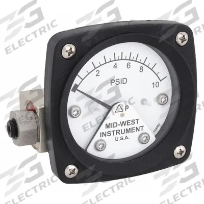 MIDWEST INSTRUMENT Differential Pressure Gauge: Back, 1/4 in NPT Female, ±3-2-3% Gauge Accuracy - Medium & High Operating Pressure Differential Gauges