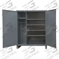 DURHAM MFG Storage Cabinet: 36 in x 24 in x 78 in, 5 Shelves, Swing Handle & Padlock Hasp, Shelves (MPN HDWC243678-5S95). Key specifications — attr113683: 18 in x 19-5/16 in; (4) 20-7/8 in x 15-9/16 in; attr113700: Adjustable; attr113673: Frame; attr113674: Gray; attr113686: No; attr113685: Assembled; attr113675: Shelves.
