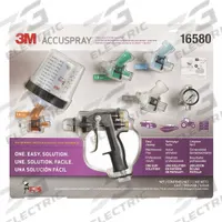 ACCUSPRAY Conventional Spray Gun Kit: HVLP, 1/2 in to 12 in, 1/4 in Air Inlet Size, Paints, BSP/NPS (MPN 16580). Key specifications — Brand: ACCUSPRAY; Air Consumption: 13 cfm @ 24 psi; Air Inlet Type: BSP; Compatible Fluid Type: Paints; Includes: Liners; Material: Composite.