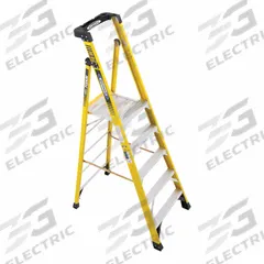 WERNER Platform Stepladder: 5 ft Ladder Size, Fiberglass, 375 lb Load Capacity, 41 lb Wt (MPN PD7305-4C). Key specifications — Brand: WERNER; Included Features: Guard Rail.