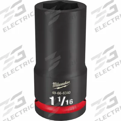 MILWAUKEE Deep Impact Socket: 3/4 in Drive Size, SAE, 1 1/16 in Socket Size, 6-Point - 3/4" Drive Impact Sockets