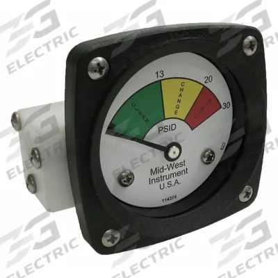 MIDWEST INSTRUMENT 3-Color Differential Pressure Indicator: 1,000 psig Max - Differential Pressure Indicators