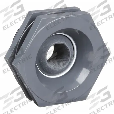 HAYWARD Bulkhead Tank Fitting: PVC Body, 2 in Female NPT Threaded Inside - Self-Aligning PVC Through-Wall Fittings