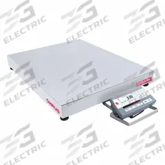 OHAUS Industrial Bench Scale: 24 in x 24 in, Not IP Rated, Front-Mounted, Stainless Steel (MPN D52P50RQV5). Key specifications — attr1341383: Micro SD; attr1341384: 0.005 lb/2 g; attr1341400: OHAUS; attr1383935: Stainless Steel.