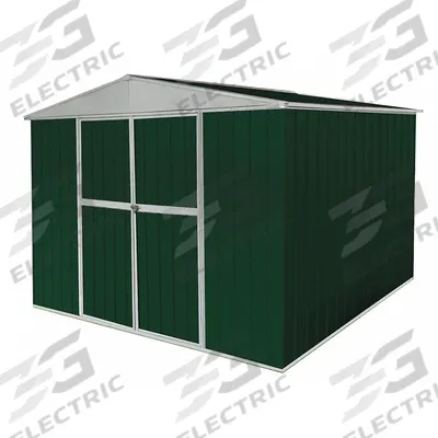 APPROVED VENDOR Storage Shed: 12 in W x 9 ft D x 7 in H, 561 cu ft, Green - Steel with Gable Roof Sheds
