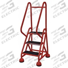 COTTERMAN Rolling Ladder: 2.3 ft Platform Ht, Partially Assembled, Steel, Wt-Actuated Auto-Lock (MPN ST-321 A2 C6 P5). Key specifications — Includes Handrails: Handrails Included; Material: Steel; Brand: COTTERMAN; Color: Red.