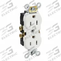 LEVITON Receptacle: Duplex, 5-15, White, 125V AC, 15 A, 2 Pole / 3 Wire (MPN CR15-W)