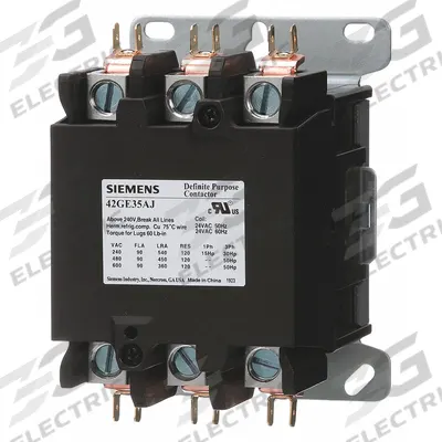 Siemens Definite Purpose Magnetic Contactor: 3 Poles, 24V AC, 90 A - Non-Reversing Definite Purpose Contactors