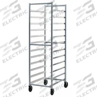 NEW AGE INDUSTRIAL Bun Pan Rack: 12 Slots, 5 in Betw Shelves, 500 lb Capac, 20 3/8 in Wd, 69 in Ht (MPN 6333). Key specifications — Brand: NEW AGE INDUSTRIAL; Color: Silver; Material: Aluminum; Nesting: No; Pan Size: 14 x 18 in; Product Type: Standard Welded Sheet Pan Rack; NSF Certified: Yes; Full Size/Half Size: Full Size.