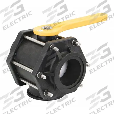 BANJO Manual Three-Way Ball Valve: 3 in, Polypropylene, L Flow, 150 psi Max. Pressure (CWP) - L-Port Polypropylene Ball Valves