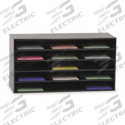 DURHAM MFG Literature Rack: Black, 15 Compartments, 11 3/4 in Overall Dp - Literature Sorters