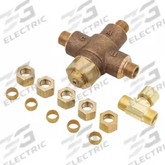 ACORN Thermostatic Mixing Valve: 3/8 in Inlet Connection Size, 3/8 in Outlet Connection Size, Brass (MPN ST70-38-BCT). Key specifications — attr1037830: 3/8 in Brass Compression Tee; attr1037827: ACORN.