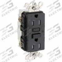 HUBBELL GFCI Receptacle: Duplex, 5-15, Black, GFCI, 125V AC, 15 A, 2 Pole / 3 Wire (MPN GFSG5262BLK)