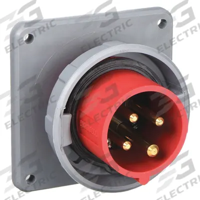 HUBBELL Pin and Sleeve Inlet: Red, 480V AC, Three Phase, 20 A, 3 Pole, 4 Wire - Watertight Inlets