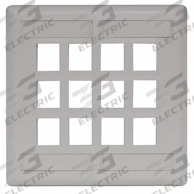 HUBBELL PREMISE WIRING Wall Plate: Office White, 1 Gang, 12 Port, Flat Module, Plastic - Keystone Wall Plates