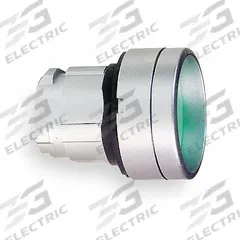 SCHNEIDER Recessed Push Button: Green, 22 mm Mounting Size, Metallic, Momentary (MPN ZB4BA36). Key specifications — Brand: SCHNEIDER; Action: Momentary; Series: XB4; Push Button Material Type: Metallic.