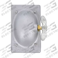 APPLETON ELECTRIC Weatherproof Cover: Malleable Iron, FD/FS, 1 Gangs, 4 9/16 in Overall Ht, Gray (MPN FSK-1V). Key specifications — Brand: APPLETON ELECTRIC; Color: Gray; Compatible with Product Type: Toggle Flush Switches; Compatible with Series: FS; Mounting Orientation: Vertical.