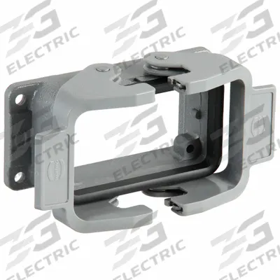 HARTING Rectangular Connector Housing: Size 10 B, Bulkhead Mount, Gray, Aluminum Die-Cast - Bulkhead-Mount Rectangular Connector Housings