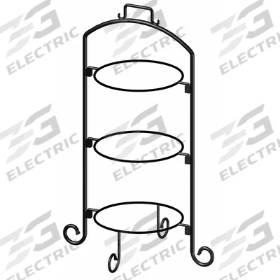 ITI Plate Stand: Black, Iron, 14 in Overall Wd, 18 in Overall Lg - Buffet Plate Stands
