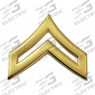 HEROS PRIDE Metal Rank Insignia: CPL. Chevron, 1 in, Gold, Metal, Clutch Pin, Rank Insignia - Metallic Insignia