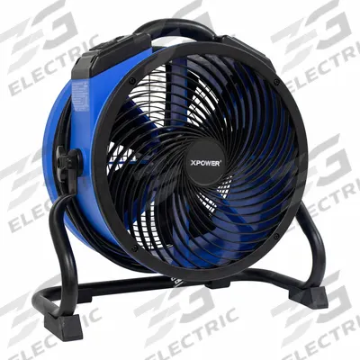 XPOWER Axial Blower: 2,100 cfm, 1/4 hp, Pivoting Frame, 115V AC, 4 Speeds, Blue - Portable Fans