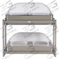 CADCO Buffet Server: 23 1/4 in Overall Lg, 15 1/4 in Overall Dp, 26 in Overall Ht, Stainless Steel (MPN CMLB-24RT). Key specifications — Voltage: 120V AC; Base Material: Stainless Steel; Manufacturer Part Number: CMLB-24RT; Product Type: Buffet Server; Brand: CADCO; NSF Certified: No; Lid Material: Copolymer; Color: Silver.