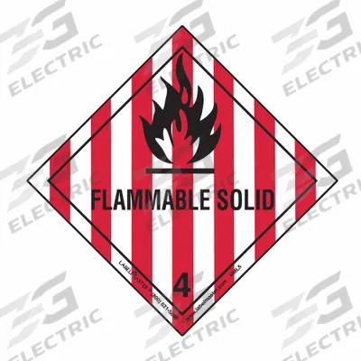LABELMASTER Container Label: Flammable Solid, 3 15/16 in x 3 15/16 in - Class 4: Flammable Solids