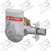SCHLAGE Deadbolt Locks: Cylindrical, SFIC, 1 7/8 in Door Thick - Max, Occupancy-Indicating, Brass (MPN B572 626 OS-OCC). Key specifications — ADA Compliant: Yes; Brand: SCHLAGE; Cylinder Core Type: Small Format Interchangeable Core Cylinder; Finish: Bright Brass, Clear Coated; Keyway Type: Schlage C; Visual Indicator Message: Occupied/Vacant; Outside Locking Access: Coin Turn; Includes Core: Core Included.