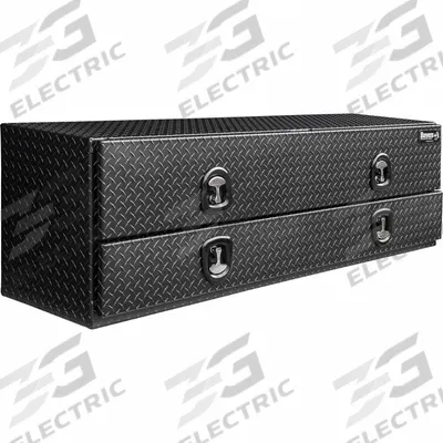 BUYERS PRODUCTS Contractor: Topside Truck Box, Double Lid Lid, T-Handle Compression, Aluminum - Dual Flip-Up Drop-Down Door Topside Boxes