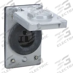 APPLETON ELECTRIC Weatherproof Cover with Receptacle: Single, 5-15, Gray, 125V AC, 15 A (MPN FSKJ5-15)