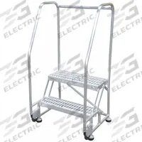 COTTERMAN Rolling Ladder: 1.7 ft Platform Ht, Assembled, Aluminum, 350 lb Load Capacity - Max (MPN 2TA18A3E20B8C50P6). Key specifications — Color: Gray; Brand: COTTERMAN; Handrail Configuration: Double Handrails; Rear Chain: None.