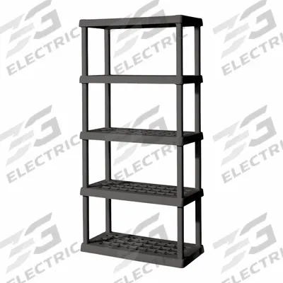 STERILITE Shelf Unit: 36 in x 18 in, 76 in Overall Ht, 5 Shelves - Press-Fit Stationary Plastic Shelving
