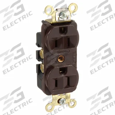 HUBBELL Receptacle: Duplex, 5-15, Brown, 125V AC, 15 A, 2 Pole / 3 Wire (MPN HBL5252) - General Purpose Receptacles