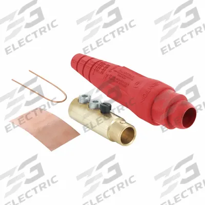 LEVITON Single Pole Inline: Female, Red, 600V AC/600V DC, 400 A, Double Set Screw Termination - Plugs with Set Screw Terminations